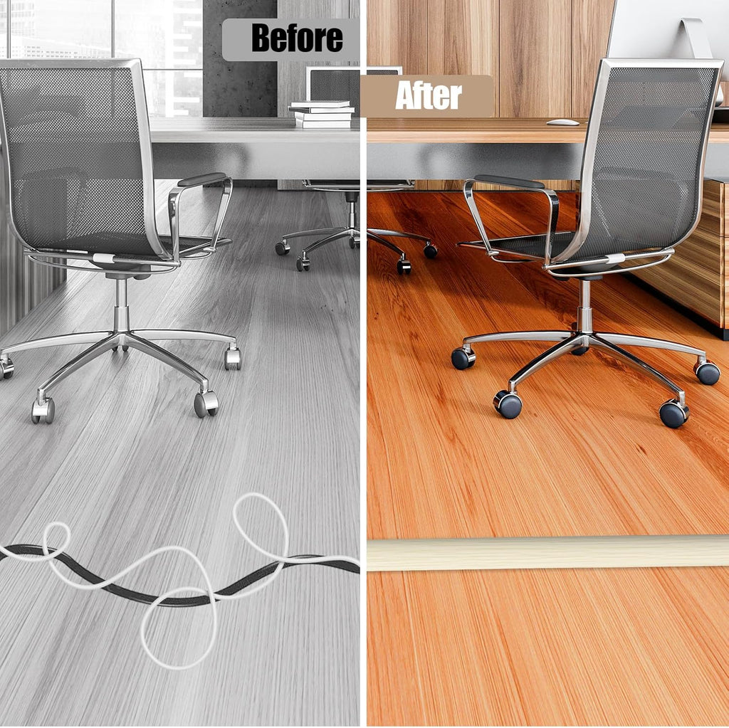Floor Cord Cover Self Adhesive Cord Hider,10FT Cable Management, Extension Strip Protector for Wires, Prevent Cable Trips for Offices, Gyms, Exhibitions Cavity:0.3"(W) x 0.28"(H) Yellow Wood