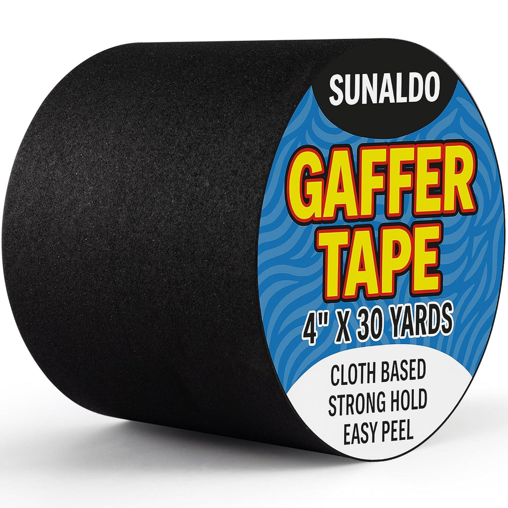 Gaffers Tape (4 Inch x 30 Yards) Easy to Rip, Residue-Free Professional Grade Floor Tape for Electrical Cords, Matte Finish Non Reflective, Weather Resistant (Black)