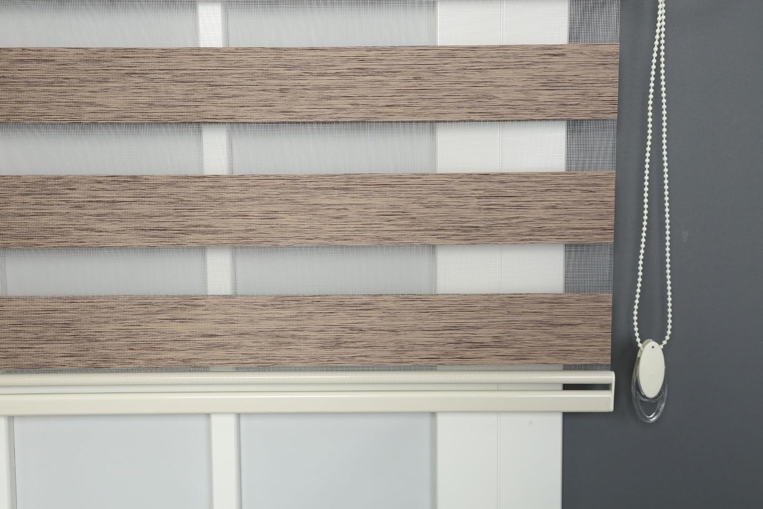 Shadesu Custom Size Zebra Blinds for Windows, 78" W x 72 H, Brown, Dual Layer Free-Stop Zebra Shades, Light Control for Day and Night, Sheer Blinds for Indoor Windows, Bedroom, Kitchen
