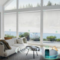 Yoolax Smart Blinds, Motorized Matter Solar Shades Flame Resistat Automatic Blinds for Windows Motorized Shades Compatible with Alexa, Google Home, Homekit(Solar-1% Openness White)