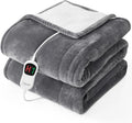 Homemate Electric Heated Blanket Full Size - 72"x84" Heated Bed Blanket Throw with 10 Heating Levels 8 Hours Auto Off Fast Heating Over-Heat Protection-Ultra Soft Flannel ETL Certified, Grey