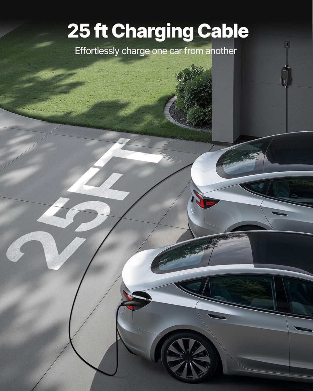 VEVOR Level 2 Tesla Charger, 32 Amp Adjustable Current, 240V Portable Home Electric Car EV Charger with 25 ft Charging Cable, NEMA 14-50P Plug, LCD Display, NACS Connector, for Tesla Model Y/X/3/S