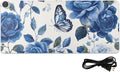 Heated Desk Pad Mouse Pad 31.5x13 Inch PU Leather Desk Mat with 3 Heat Levels Large Mouse Gaming Computer Laptop Mat Blue White Rose Flowers Butterfly