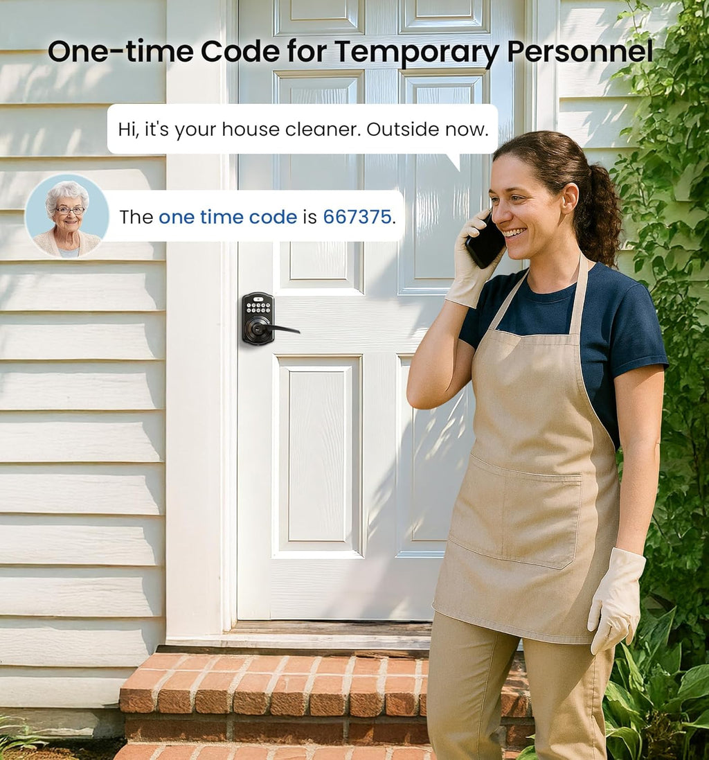 Veise Keypad Door Lock with Handle, Keyless Entry for Front Door & Bedroom, Electronic Lock with Code, Auto-Locking, Easy Installation, Passage Mode, Matte Black