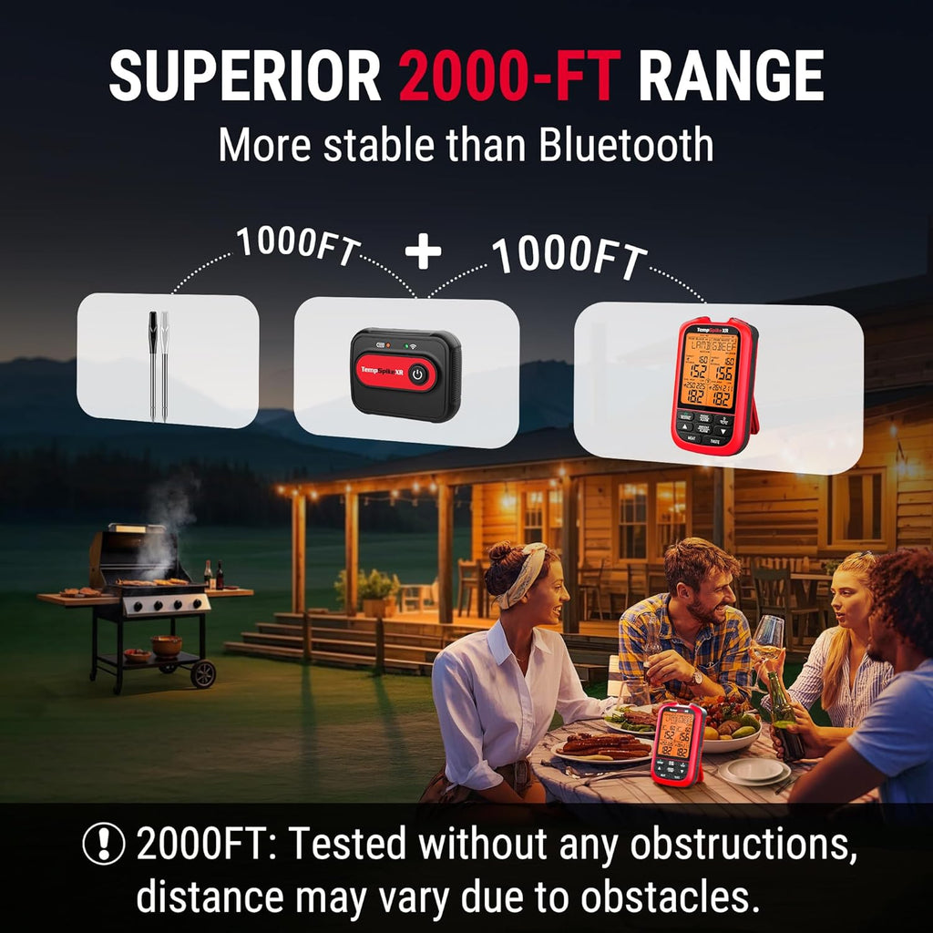 ThermoPro TempSpike 2000FT Wireless Meat Thermometer with 2 Ultra-Thin Meat Probe, Smart Meat Thermometer Digital Wireless for Rotisserie, Smoker, BBQ, Grill and Kitchen Cooking Thermometer