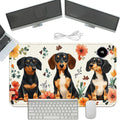 Heated Mouse Pad with 3 Temperature Settings(104°F–122°F),Large 24x14.2 Inch PU Leather Heated Desk Mat,Waterproof Warming Pad for Office,Gaming & Cold Hands Relief,Dogs and Flowers