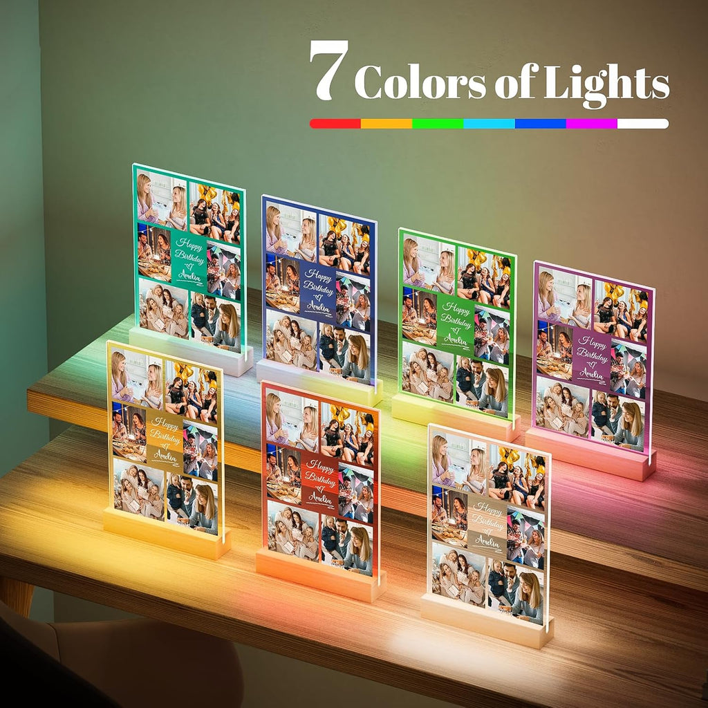 Custom Picture Frames with Photo, Personalized Picture Frame with Night Light, Custom Photo Frame, Customized Best Friend Photo Gifts, Personalized Birthday Gifts for Women Friends Her Him