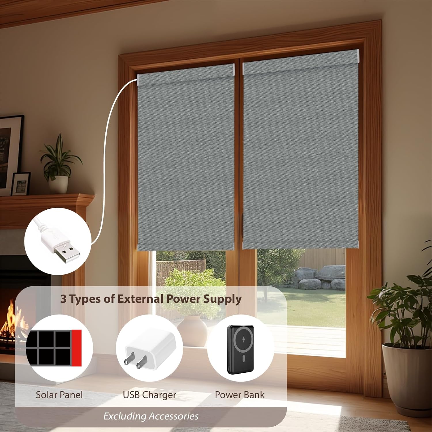 Motorized Roller Blinds with Remote, 100% Blackout Automatic Roller Shades for Bedroom, Bathroom, and Living Room, Customized Size, Moonlit Fog Gray