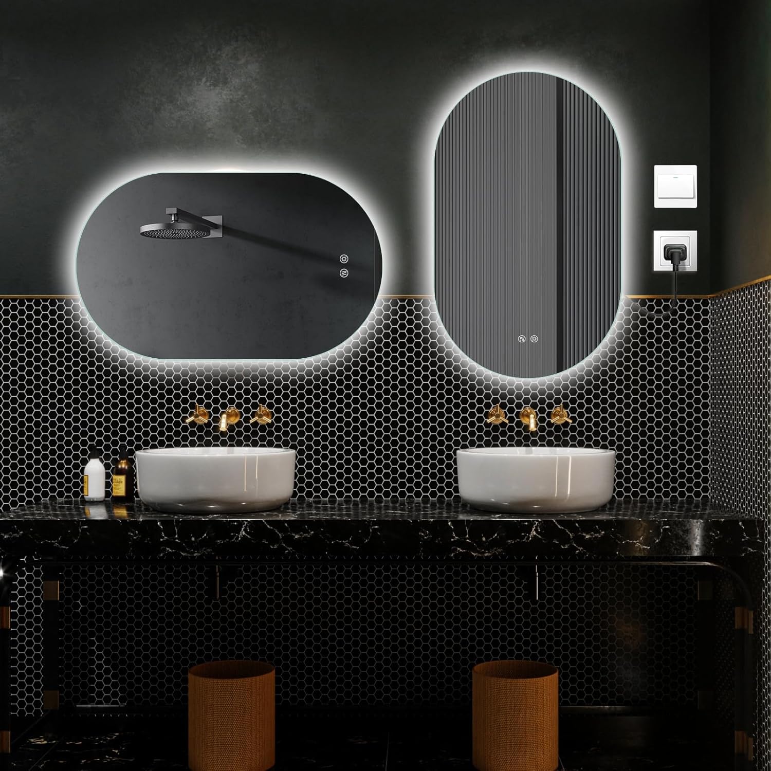Niccy Oval LED Bathroom Vanity Mirror, 32x20inch Frameless Backlit Mirror with Light, Smart Anti-Fog Waterproof Mirror with Memory Function Dimmable Lighted Mirror