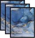 18x22 Picture Frame Set of 3, Black Frame for 18 x 22 Inch Picture Poster Photo, Light Weight and High Transparent 18 by 22 Frame for Wall - 3 Pack/Black/18 x22