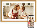 Digital Picture Frame, Frameo 15.6 Inch Large Digital Photo Frame WiFi, 1920 * 1080 IPS FHD Touchscreen, 32GB, Tabletop&Wall-Mounted, Share Video Picture, Electric Frame, Mom Gifts, Natural Woodgrain