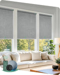 Yoolax Motorized Blinds with Remote, Blackout Smart Blinds for Windows Motorized Roller Shades, Automatic Window Shades Work with Alexa Custom Size (Blackout-Fabric Smoky Gray)