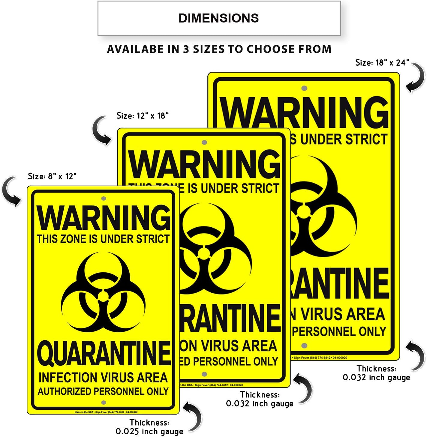 Details About This Zone is Under Strict Quarantine Infection Disease Area Display Warning Notice Outdoor Unique Aluminum Metal Sign 8"x12"