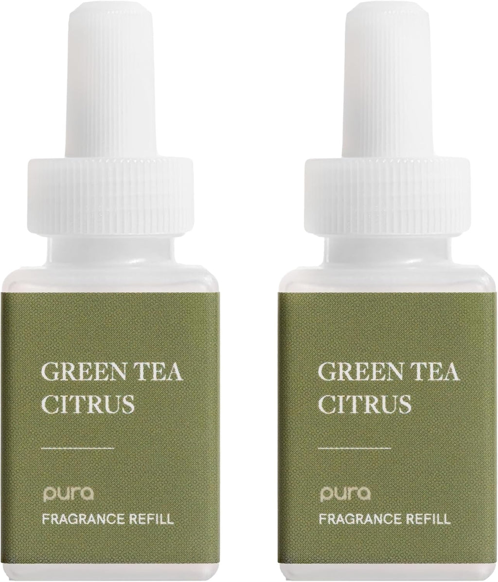 PuraHome Scent Refill - Smart Home Air Diffuser - Up to 120-Hours of Luxury Fragrance per Refill - Home Essential - Clean & Safe Diffuser Fragrance - 2 Pack, Green Tea Citrus