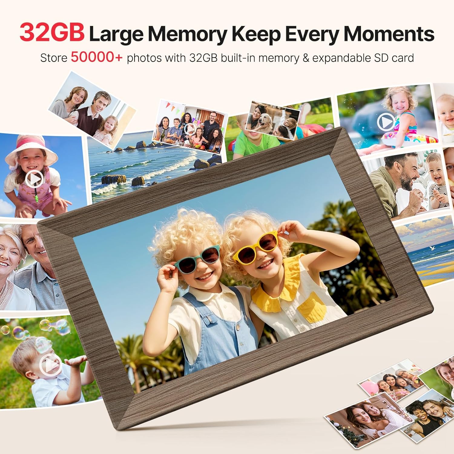 Frameo 10.1" Digital Picture Frame, Smart WiFi Digital Photo Frame with 1280x800 HD IPS Touch Screen 32GB Memory Auto-Rotate Wall Mounted, Share Photos/Videos from Phone Anywhere