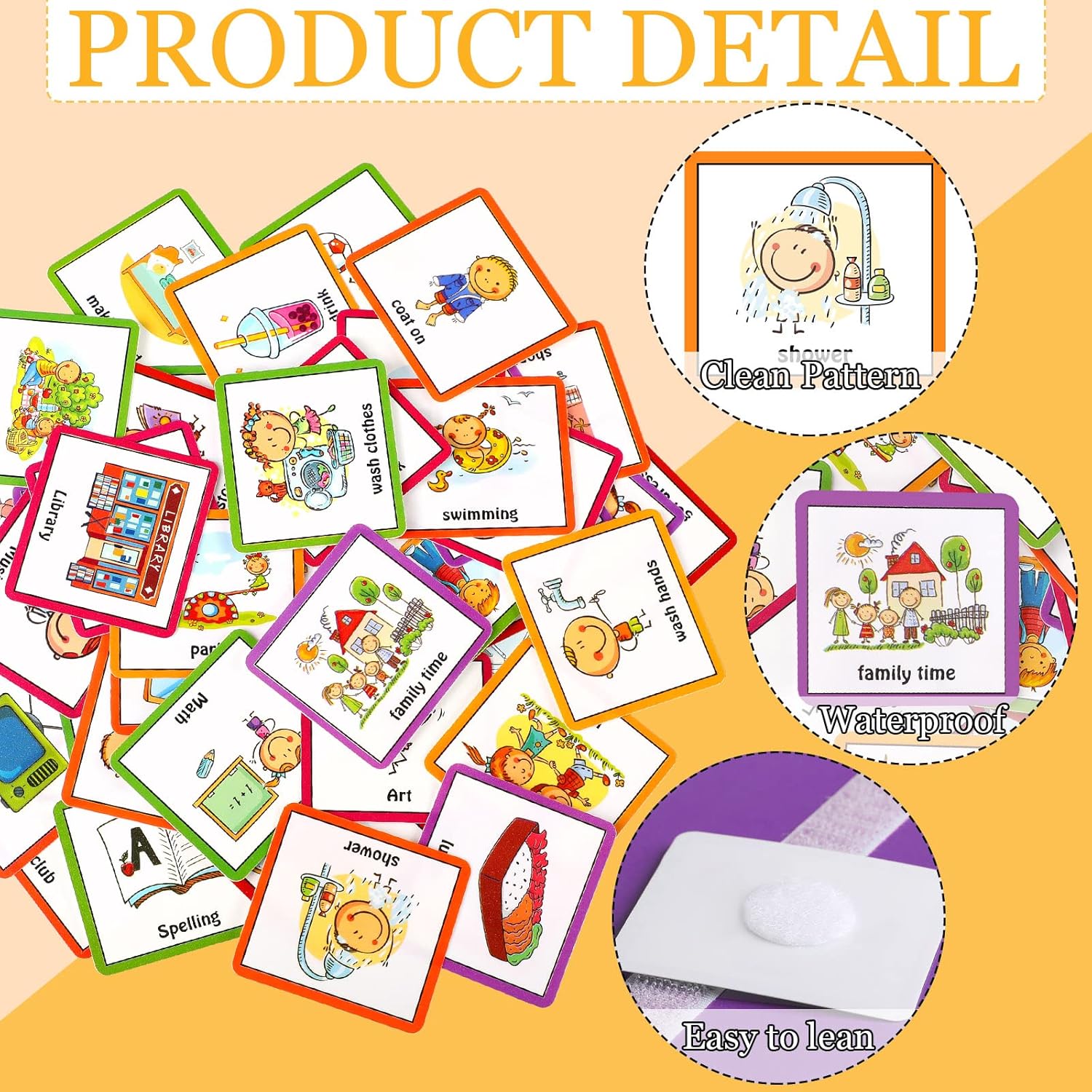 Geyee 60 Pcs Visual Schedule Cards Daily Routine Chart Visual Planner Cards Bulk for Autism Learning Materials Asperger's ADHD Home Education Behavioral Tool(Purple)