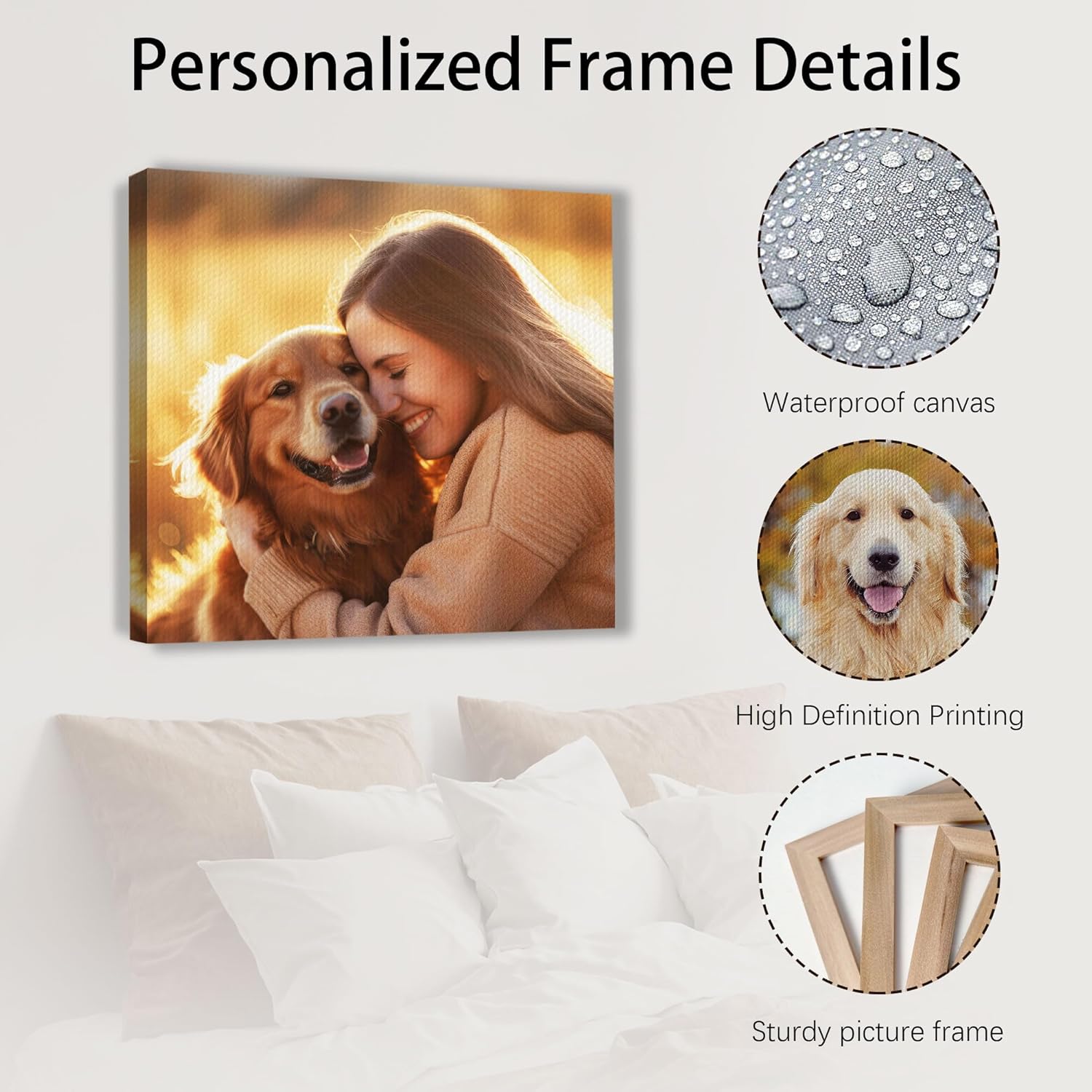 SPECPIX Custom Canvas Prints with Your Photos Customized Canvas Wall Art Personalized Canvas Pictures Gifts for Pet Dog Baby Family Mom Dad Men Women Couple Boyfriend Girlfriend Framed 10x10