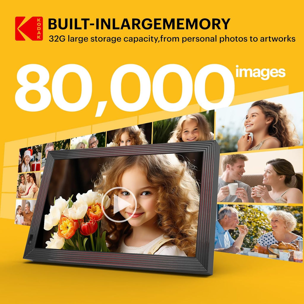 KODAK 18.5 Inch Wooden WiFi Digital Picture Frame,1920 * 1080 X-Large Digital Photo Frame,32GB Memory,IPS Screen, Wall-Mounted with Remote, Share Picture Video, Work with Alexa,Best Gifts for Mom