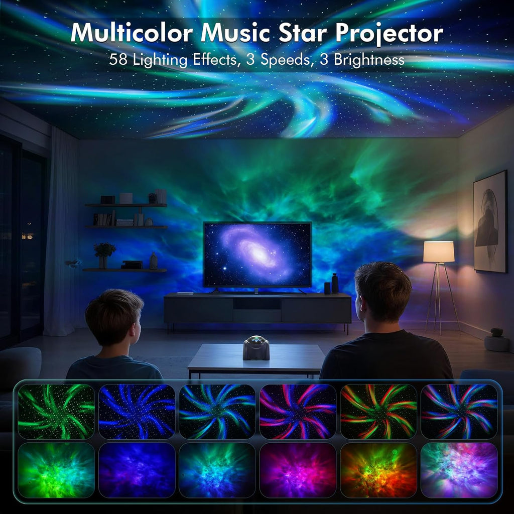 Rossetta Dual Galaxy Projector, Star Projector for Bedroom with Bluetooth Speaker & White Noise, Remote, Timer, Night Light for Kids Room Decor, Party, Birthday & Christmas Gifts for Adults Girls Boys