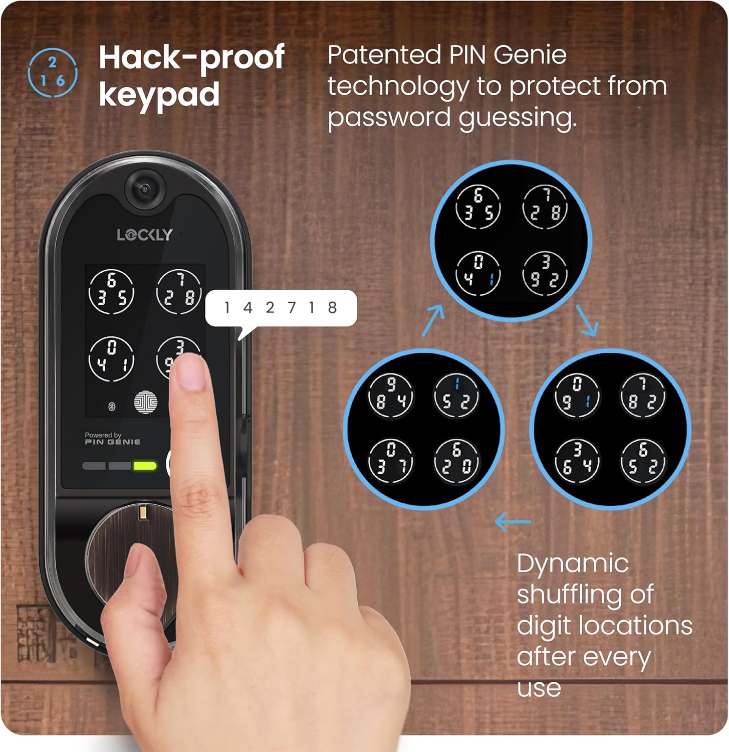 Lockly Vision Smart Lock, HD Video Doorbell Smart Locks for Front Door, Fingerprint Door Lock, Touchscreen Keypad, App Control, No Monthly Fee, Auto Lock - Venetian Bronze