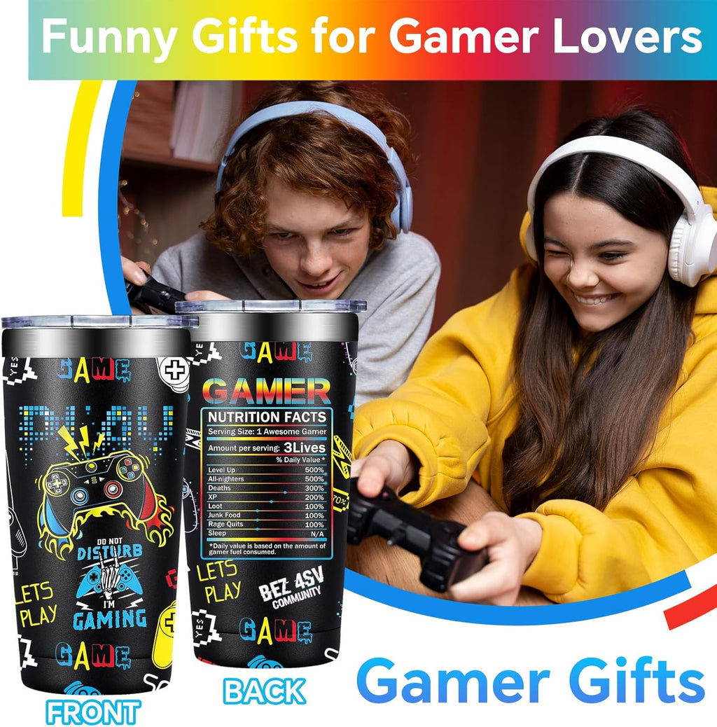 Gamer Gifts - Gifts for Gamers Men - Gaming Gift for Men, Teenage, Teen Boys, Boyfriend - Christmas Birthday Gift Set for Gamer - 20oz Gaming Tumbler