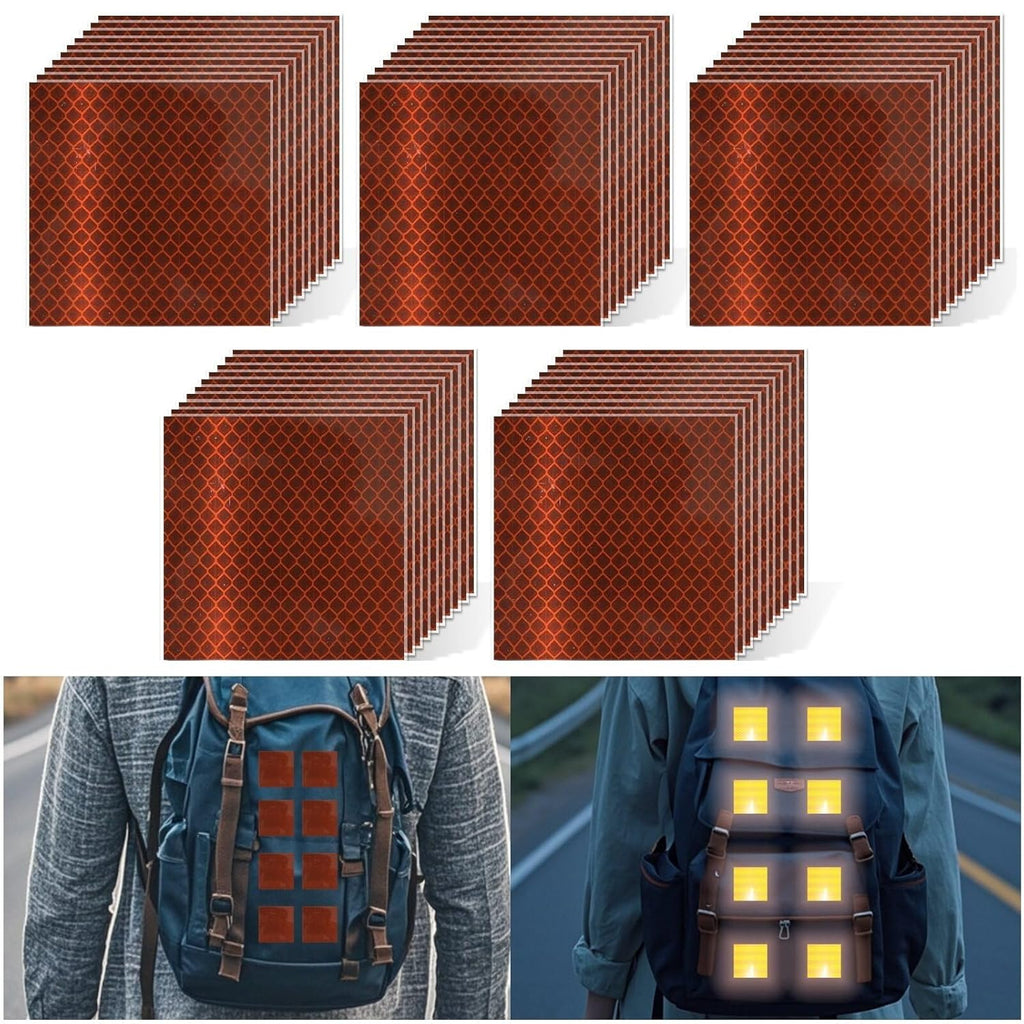 Non Fading Brown Reflective Stickers 4 inch X 4 inch, Outdoor Waterproof High Visibility Warning Safety Adhesive Reflector Tape (50 Pcs)
