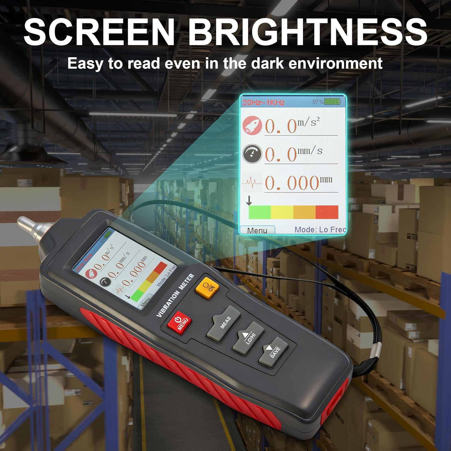 Digital Vibration Meter Vibrometer Handheld Vibration Analysis Equipment Acceleration Velocity Displacement Measurement for Moving Machinery