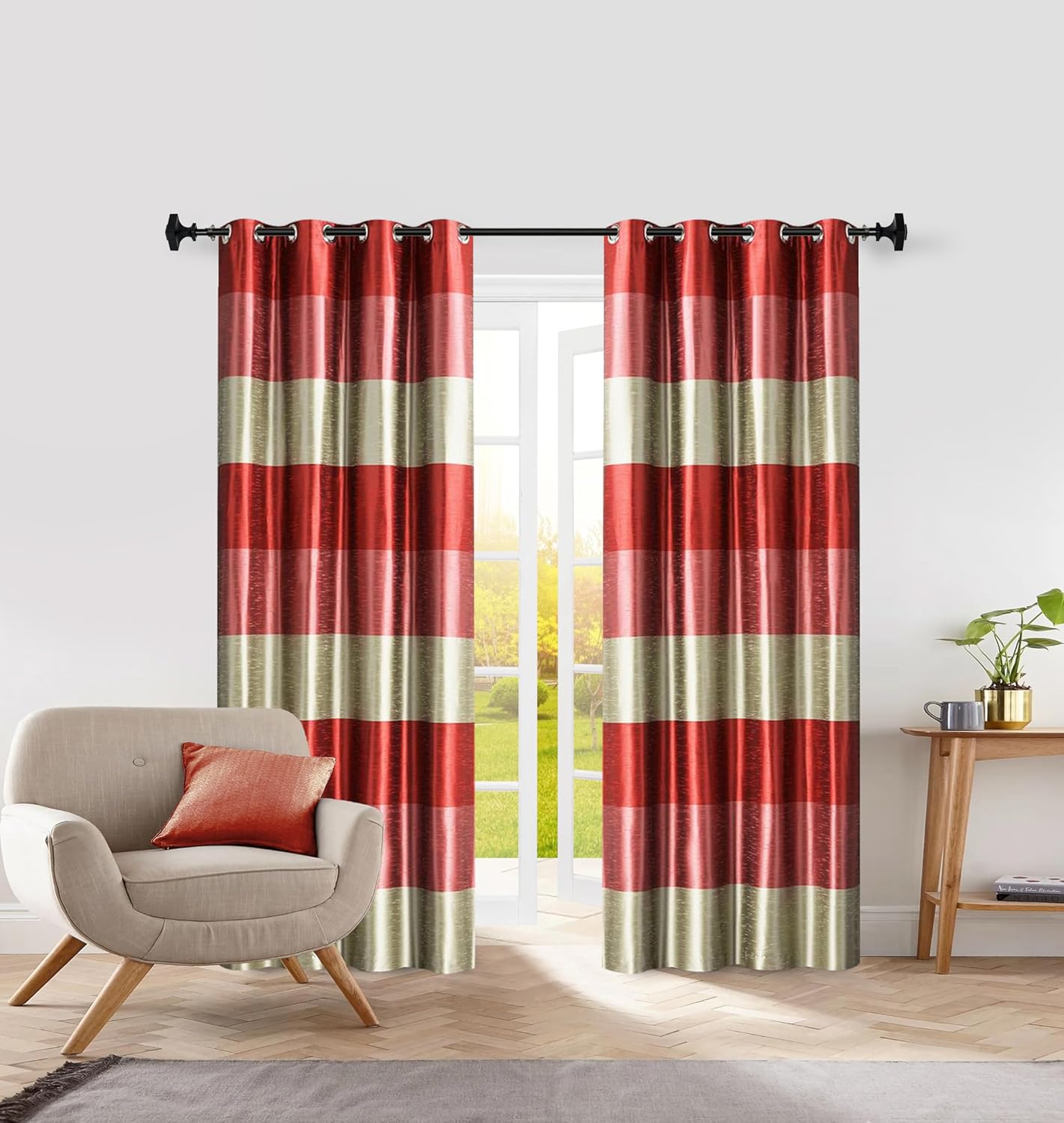 Deco Window Adjustable Curtain Rod for Windows 18 to 44 Inch Extendable Heavy Duty 3/4 Inch Iron Drapery Pole with Square Finials Wall Mounted French Door Curtain Rods (Pack of 1, Black)