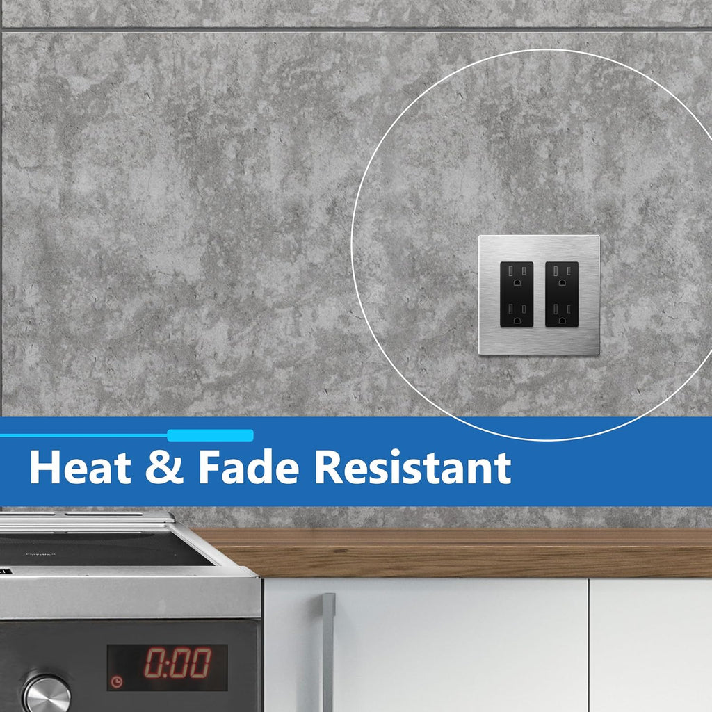 LIDER Double Decorator Metal Wall Plate, Temperature and Impact Resistant, 430 Stainless Steel, Screwless Cover, Modern Upgrade, Mid-Size 2-Gang 4.88” x 4.92”, Stainless Steel, LSMWP-32M-SS