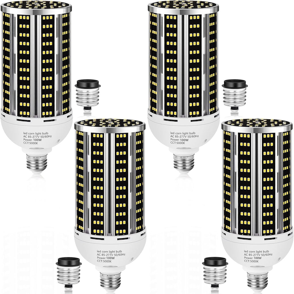 100W 4 pack LED Corn Light Bulb,(1000W Equivalent )Commercial Grade DayLight 5000K E26/E39 14200LM Medium Mogul Base LED Lamp,Large Area Lights For Outdoor Indoor Garage Warehouse Factory Bay Light