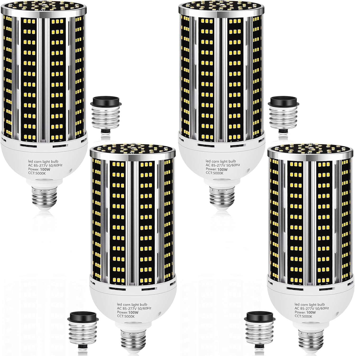 100W 4 pack LED Corn Light Bulb,(1000W Equivalent )Commercial Grade DayLight 5000K E26/E39 14200LM Medium Mogul Base LED Lamp,Large Area Lights For Outdoor Indoor Garage Warehouse Factory Bay Light