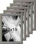 KTKDE 13x19 Picture Frame Set of 5, Wooden frames grey, Vertical & Horizontal Wall Hanging for Wall Display,Studio Gallery Photo Frame for Photos, Posters & Art Prints