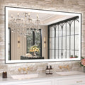 Amorho LED Bathroom Mirror with Black Frame, 48" X30" Front Light and Backlit(Controlled Separately), Stepless Dimmable, Anti-Fog, Shatter-Proof, 3 Colors, Memory