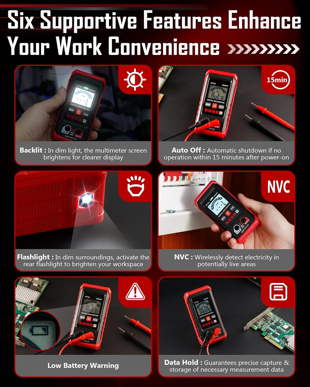 Auto Range Digital Multimeter with DC AC Voltmeter and Ohm Volt Amp Meter, 4000 Counts Auto Voltmeter with Non-Contact Voltage Function, Resistance, Continuity, Current, Resistance, Outlet Tester