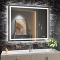 Amorho LED Bathroom Mirror, 48"x 38" with Front and Backlight, Stepless Dimmable Wall Mirrors with Anti-Fog, Shatter-Proof, Memory, 3 Colors, Double LED Vanity Mirror(Horizontal/Vertical)