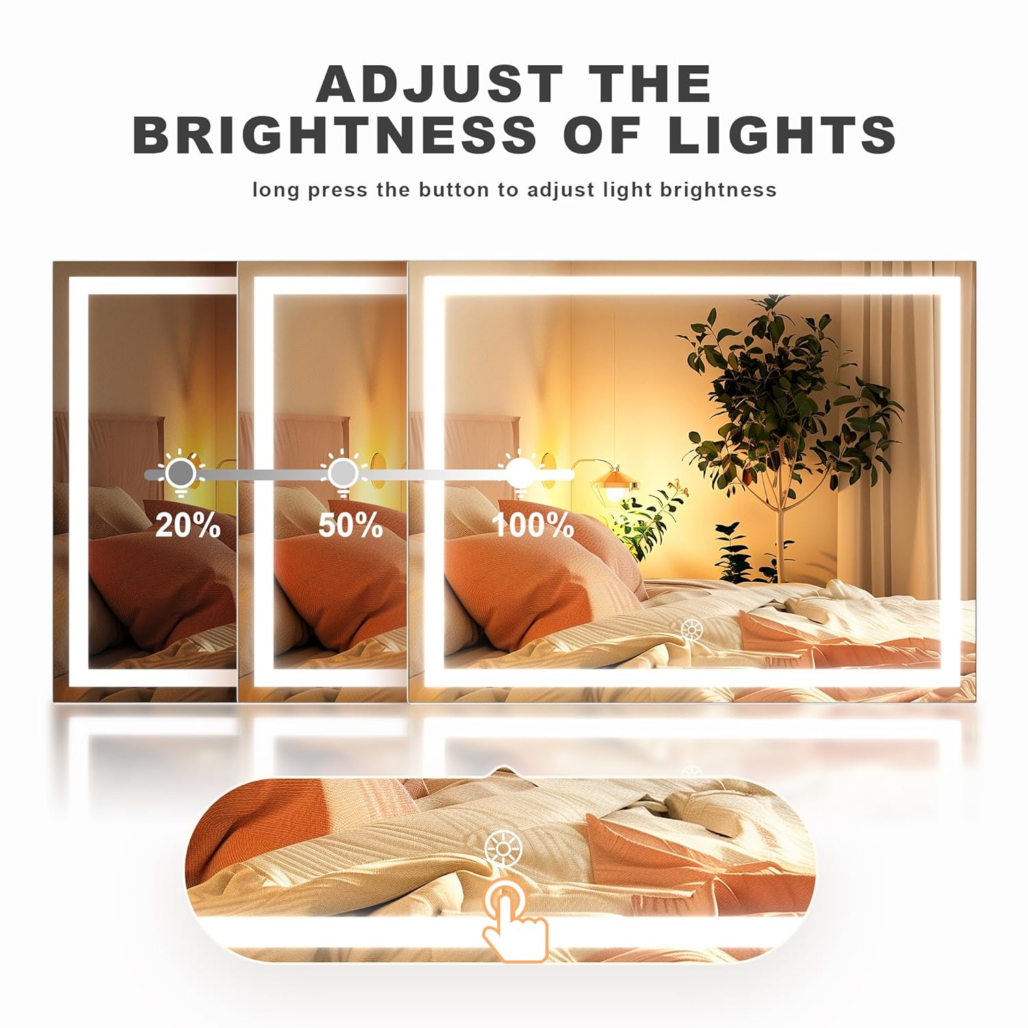 Hasipu Vanity Mirror with Lights and Bluetooth Speaker, 17.7" x 13.8" LED Makeup Mirror with 10X Magnification, Smart Touch 3 Colors Dimmable, Brightness Adjustment, 360° Rotation, White