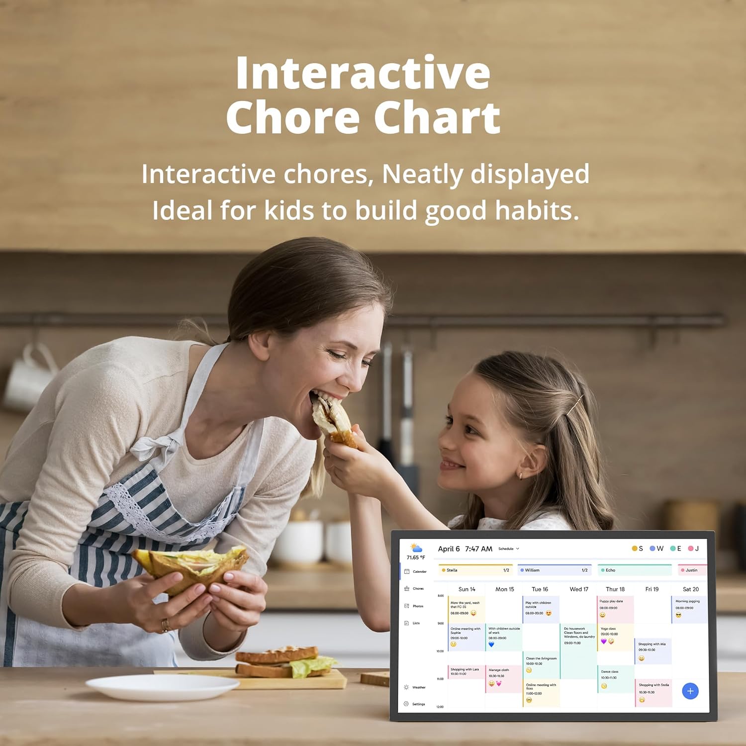 24 inch Digital Calendar Chore Chart – Interactive Touchscreen，Hearth Display Desk Digital Calendar Seamless Scheduling Black
