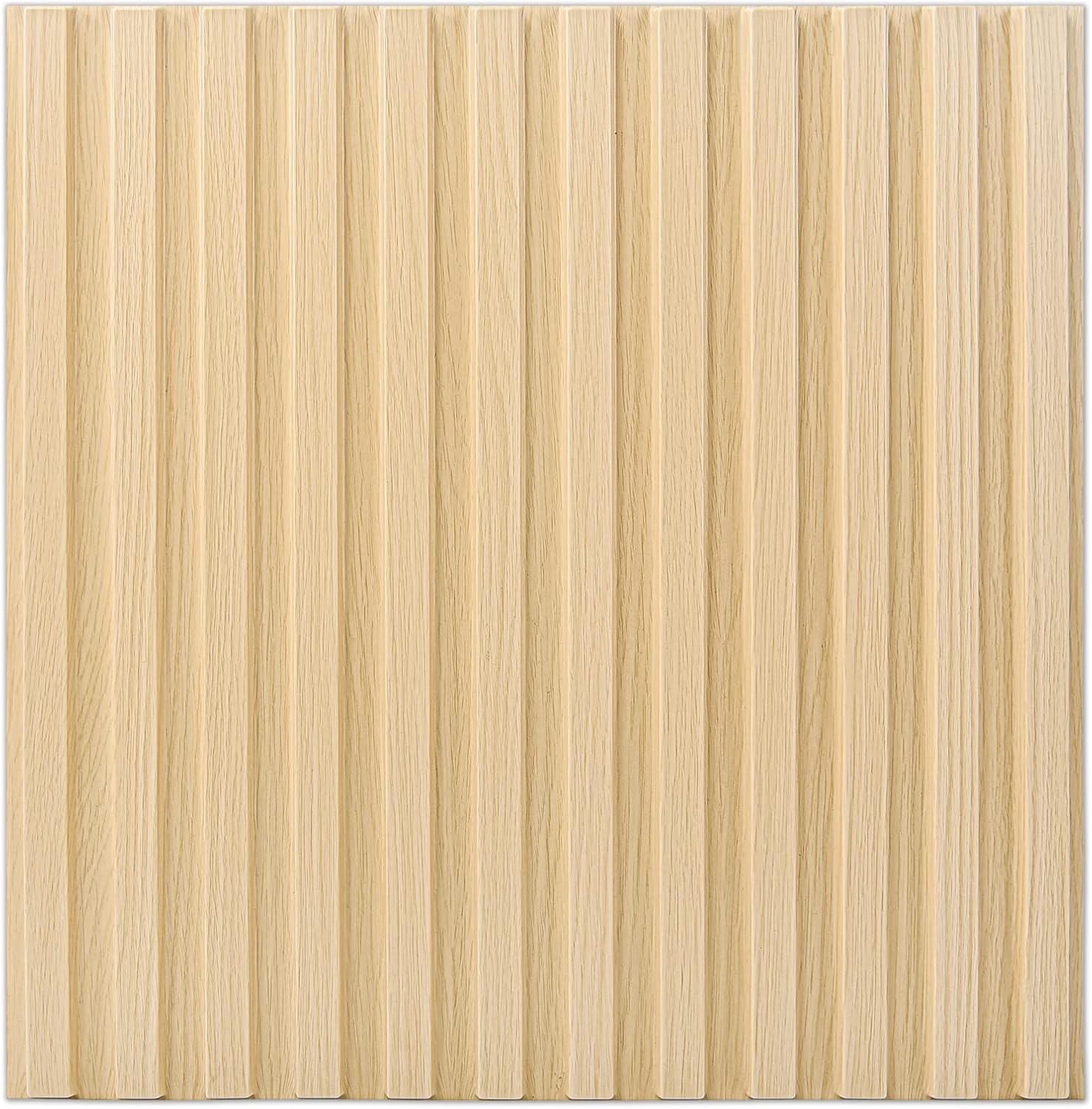 Art3d Slat Wall Panel, 3D Fluted Textured Panel 12-Tile 19.7 x 19.7in. - Oak