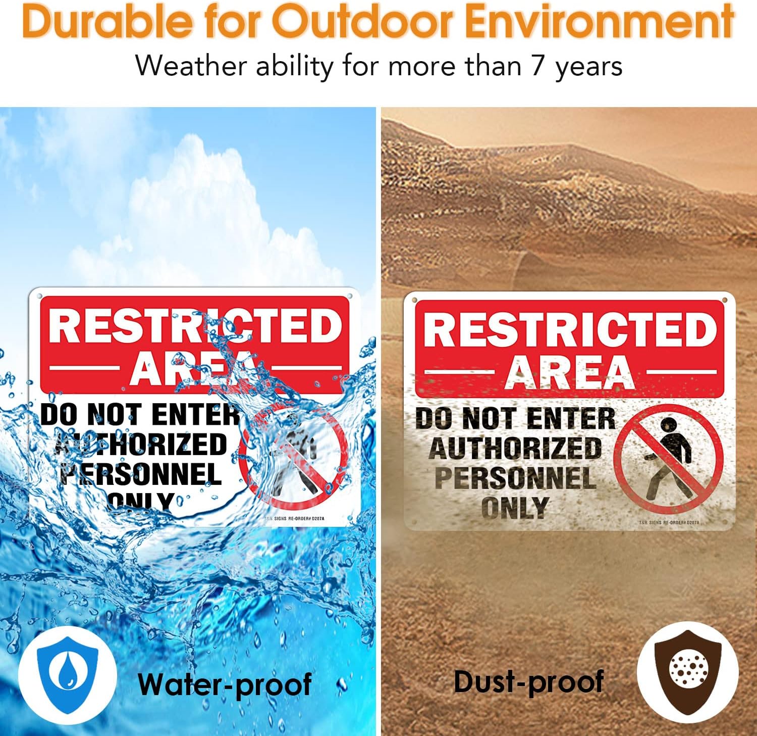 Restricted Area Do Not Enter Authorized Personnel Only Sign - 4 Pack - 10 x 7 Inches Rust Free .040 Aluminum - UV Protected, Waterproof, Weatherproof and Fade Resistant - 4 Pre-drilled Holes