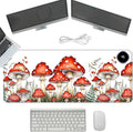 Heated Mouse Pad with 3 Temperature Settings(104°F–122°F),Large 31.5x13 Inch PU Leather Heated Desk Mat,Waterproof Warming Pad for Office,Gaming & Cold Hands Relief,Red Mushroom