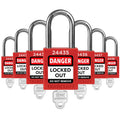 TRADESAFE Lockout Tagout Locks Set - 7 Red Loto Locks, Lockout Locks Keyed Different, 1 Key Per Lock, OSHA Compliant Lock Out Tag Out Padlocks, Safety Padlocks for Electrical Lockout Tag Out Kits