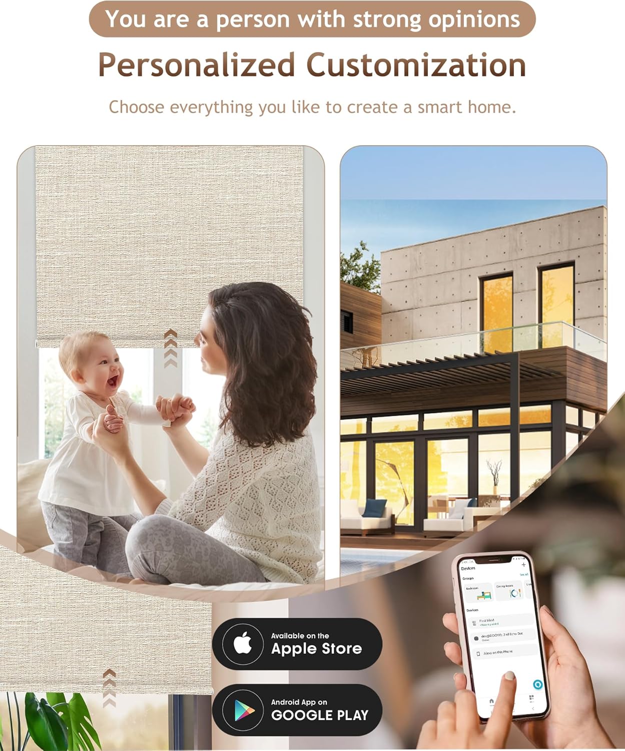 Kincmo Motorized Blinds with Remote,100% Blackout Motorized Roller Shades Work with Apple Homekit,Alexa,Google, Custom Electric Blinds with App,Voice Control (Aurora Beige)