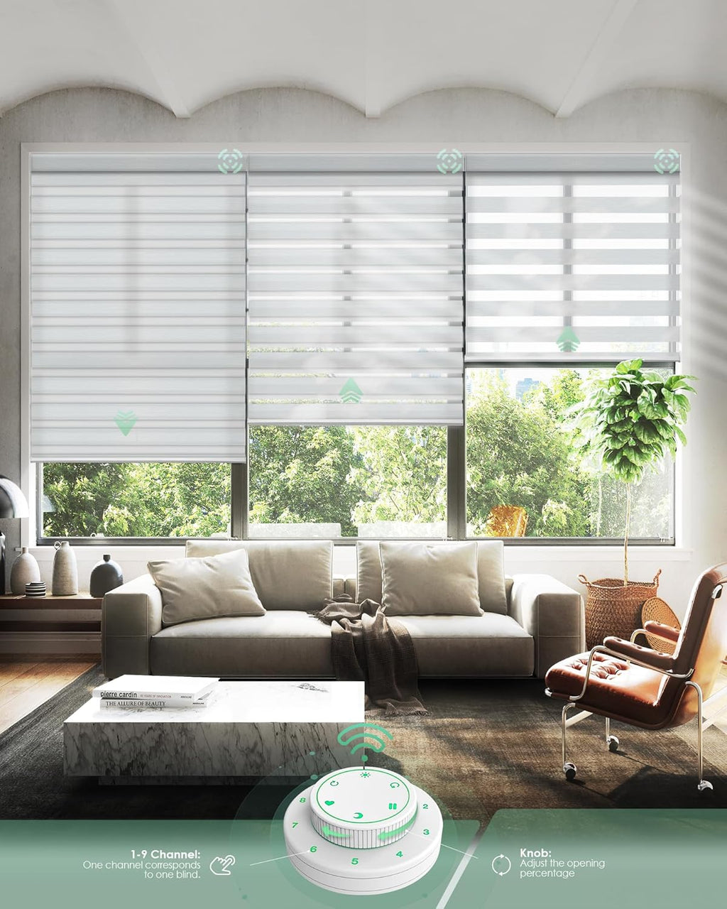 Yoolax Motorized Zebra Blinds Works with Alexa, Motorized Shades with Remote Custom Size, Privacy Electric Zebra Blinds for Windows, Fabric Sample (Multicolor)