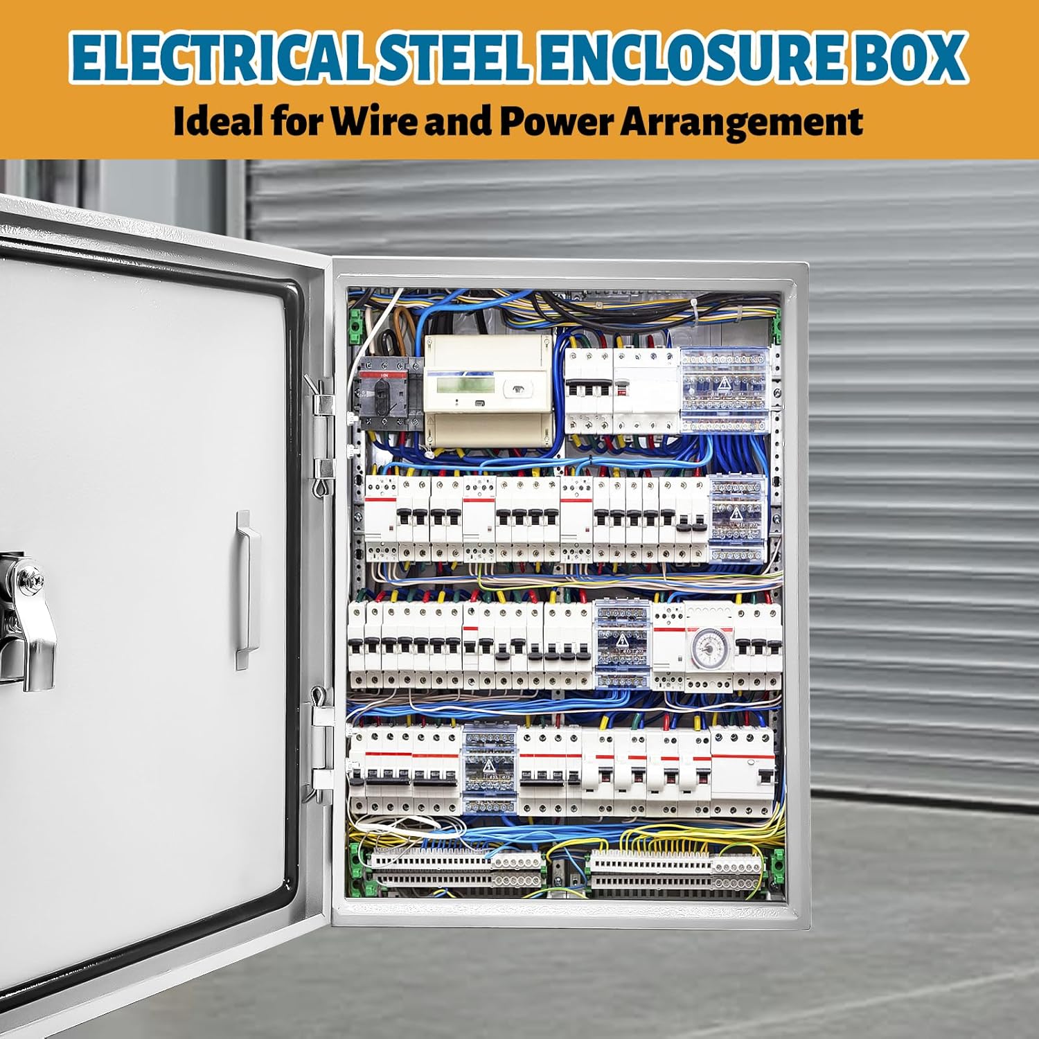 Outdoor Electrical Box 20 x 12 x 10''D NEMA 4X Enclosure Steel Box, Waterproof & Dustproof Outdoor/Indoor Lockable Electrical Junction Box, with Mounting Plate