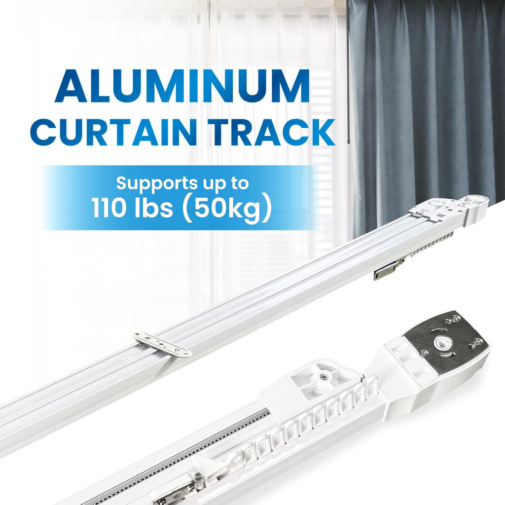 Osprey Smart Curtain Track, Single-Piece Motorized Rod, Adjustable Length, Quiet Heavy-Duty Motor, Remote & App Control, Compatible with Alexa & Google Assistant, Ceiling or Wall Mounted