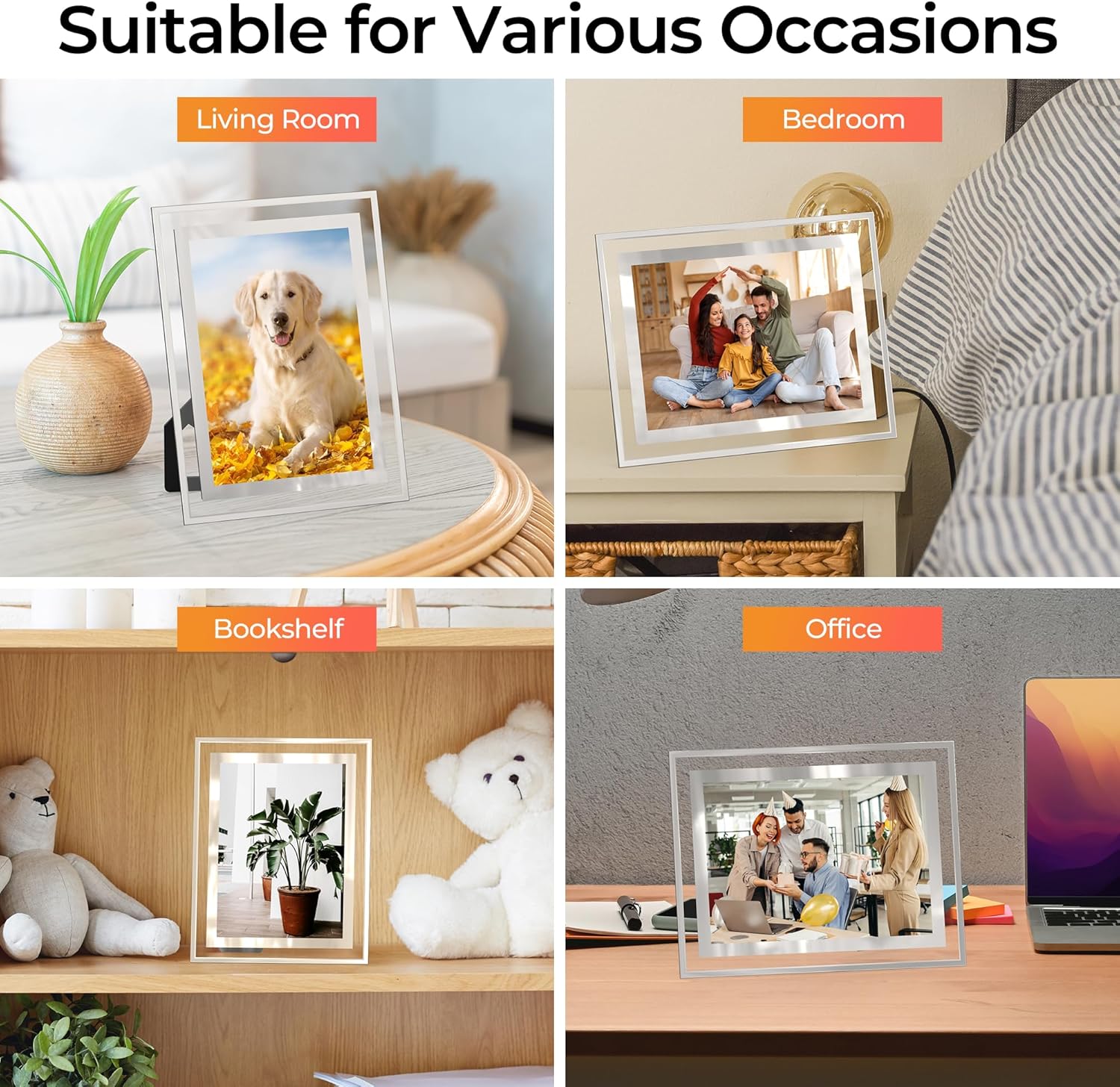 5x7 Picture Frames Set of 2, Desktop Clear Glass Photo Frame Horizontal or Vertical Display for Landscape, Portrait, Wedding, Pet Photos