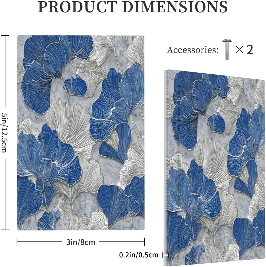 Abstract Blue Marble Plant Leaves No Device Single Blank Decorative Light Switch Covers Electrical Faceplate Switch Plates for Bathroom Kitchen Home