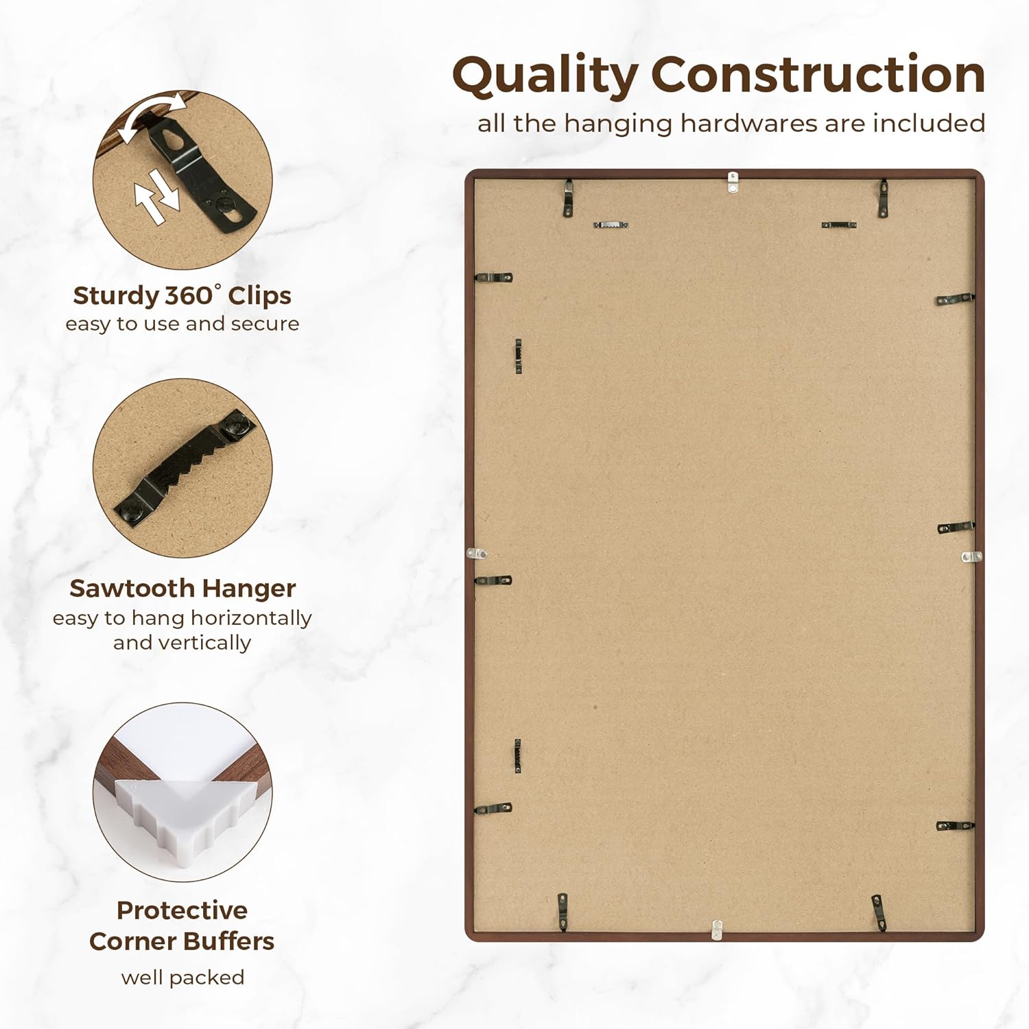 24x36 Poster Frame for Wall, 24 by 36 Picture Frame - Solid Oak Wood & Tempered Glass, Rustic 24 x 36 Wood Frame for Home Decor, 23x36 Picture Frame with Mat for 20x30, Walnut Color, 1 Pack