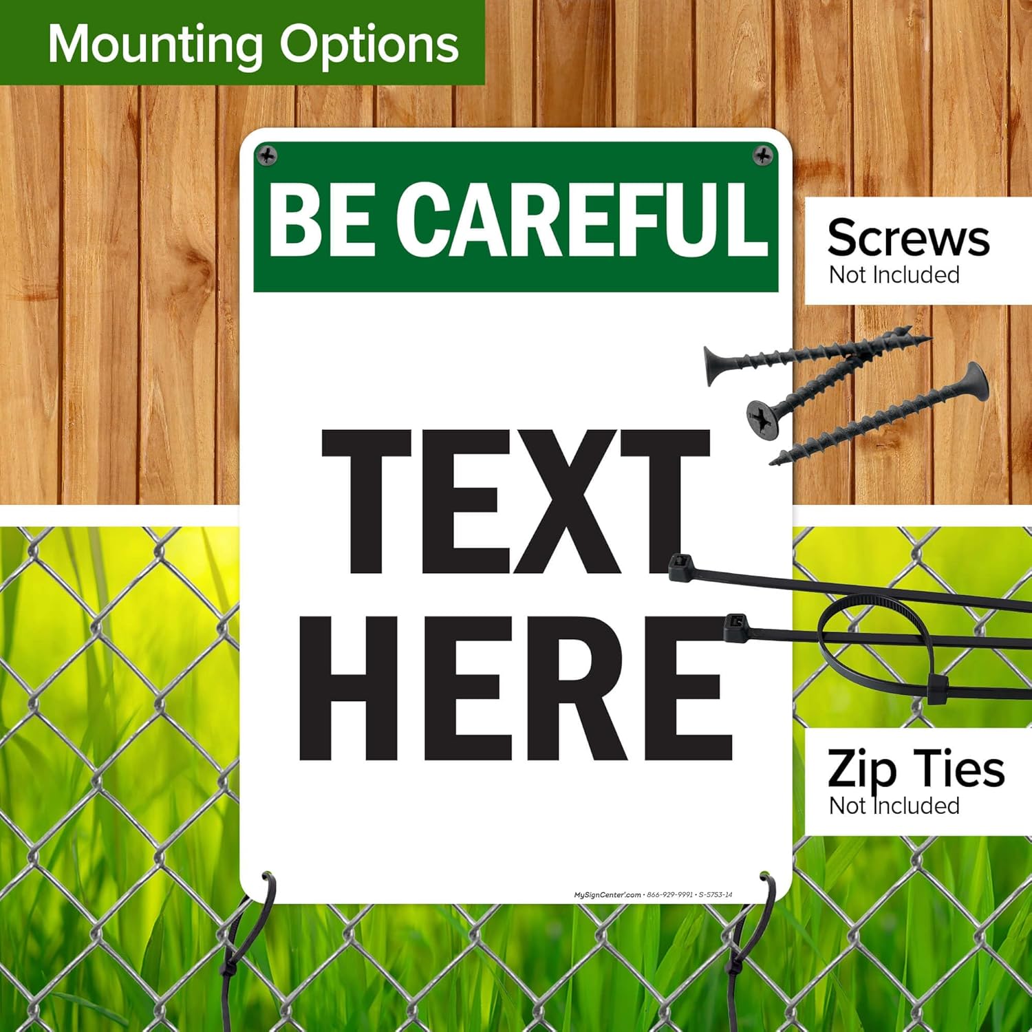 Custom Be Careful Sign, OSHA Sign, 10x14 Inches, 55 mil thick HDPE (high density polyethylene), Made in USA by My Sign Center