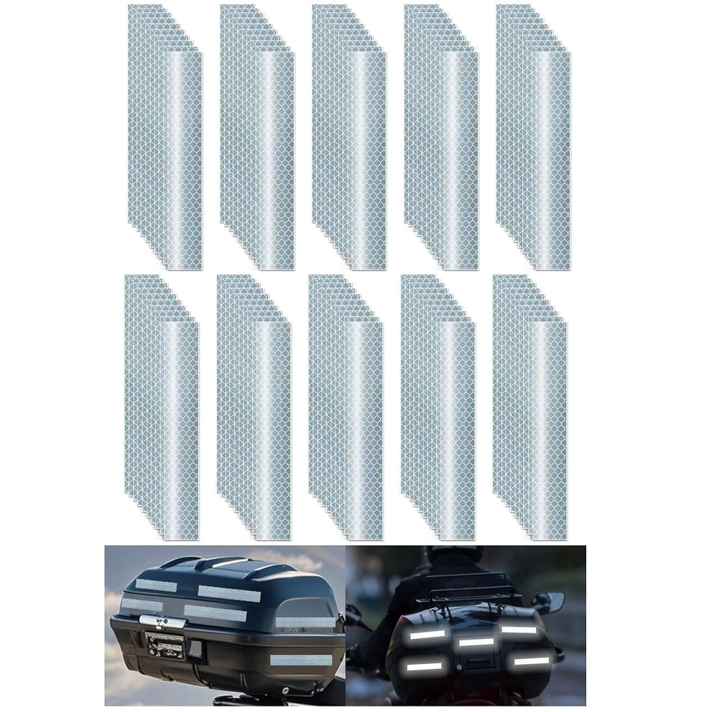 Non Fading White Reflective Stickers 1 inch X 6 inch, Outdoor Waterproof High Visibility Warning Safety Adhesive Reflector Tape (100 Pcs)